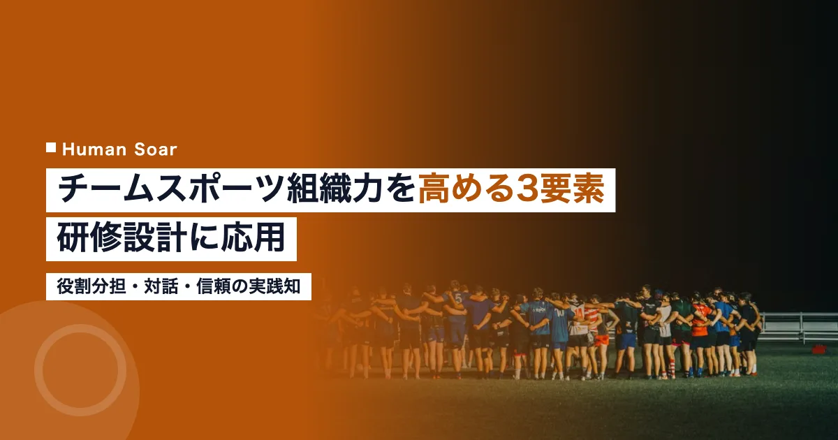 チームスポーツ組織力を高める3要素と研修設計への応用を示す図