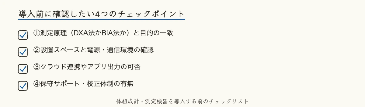 体組成計・測定機器を導入する前に確認したい4つのチェックポイント