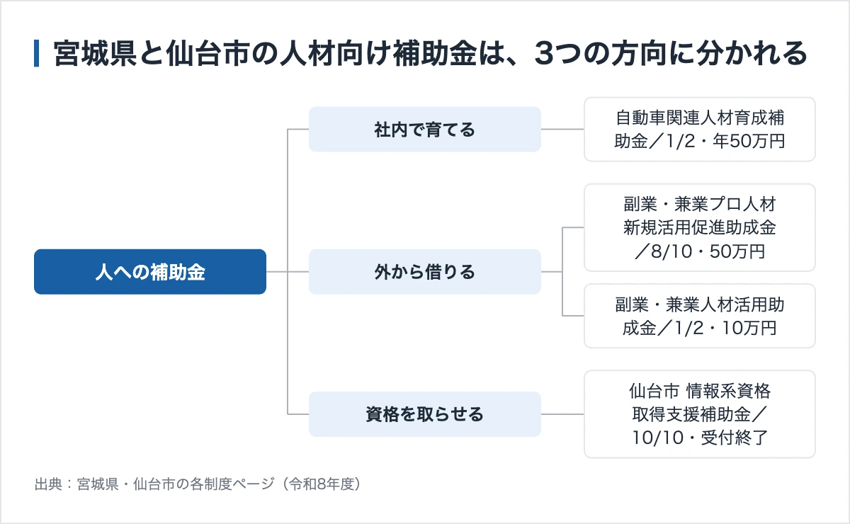 宮城県の人材支援は育てる枠と借りる枠に分かれる