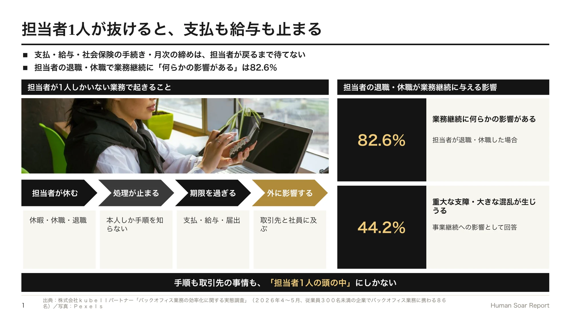 経理・労務の属人化を解消したい企業へ|ラグビーに学ぶ副担当の備え 10 副担当体制づくりプログラム|担当者の退職・休職がバックオフィスの業務継続に与える影響
