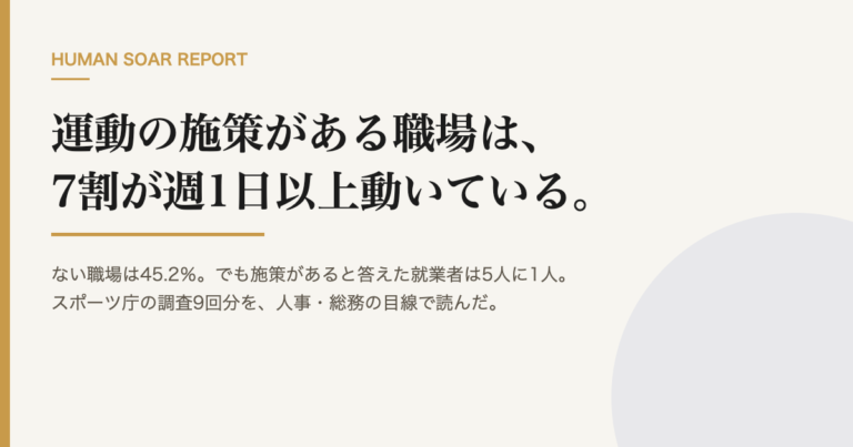 アスリートの食事メニュー|1日・1週間の献立例と社食への応用 13 施策のある職場は7割が動く|人事の運動実施率データの資料表紙